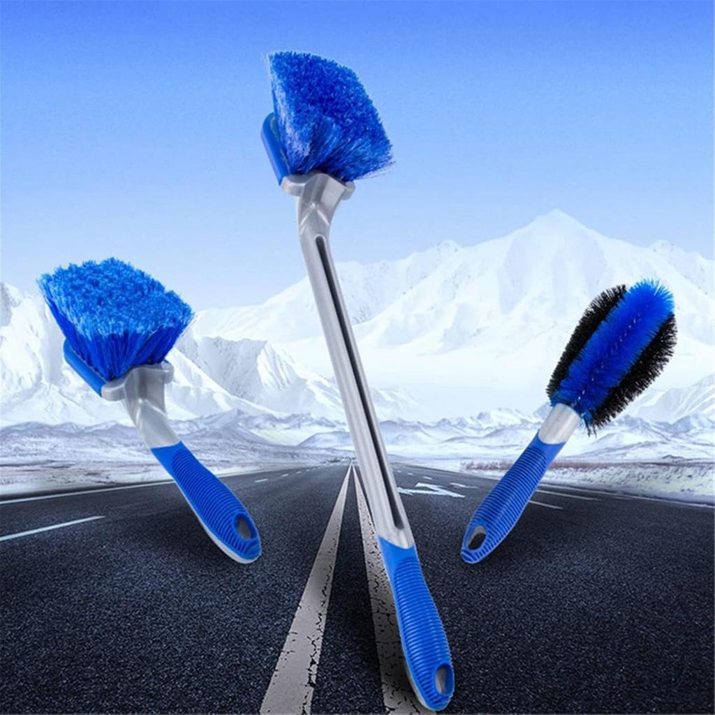 Wheel Brush and Tire Cleaner for Car Detailing, 3 Pack Auto Detailing Car Wash Brush, Long Handle Brush for Tires and Wheels, Wheel Cleaner Brush