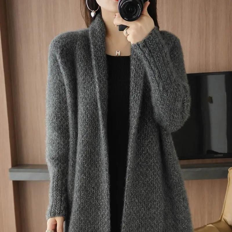 Thick Long Sweater Cardigan Coats Women Casual Loose Knit Jackets Plus Size Warm Sweater Tops