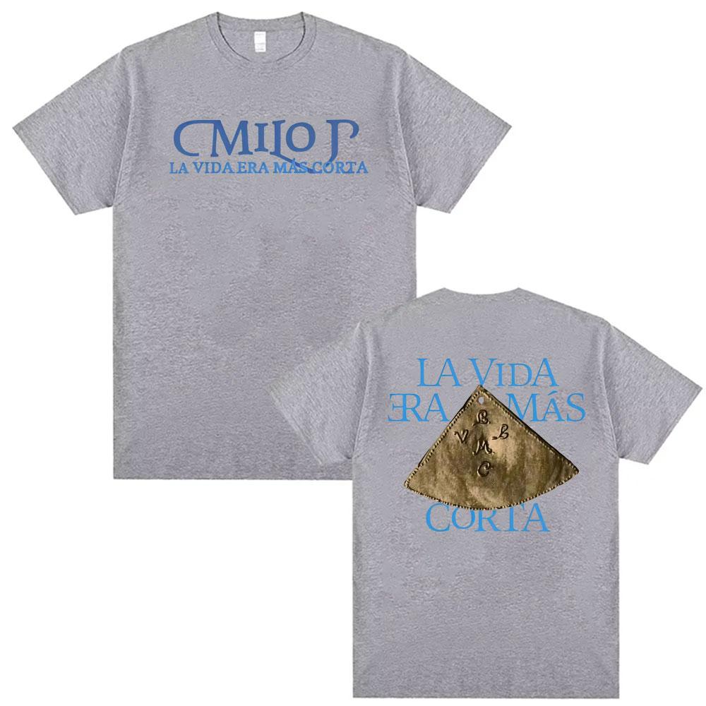 Rapper Milo J La Vida Era Mas Corta New Album Tour 2026 T Shirts Unisex Women Fashion Vintage Tee Shirt Cotton Short Sleeve Tshirt