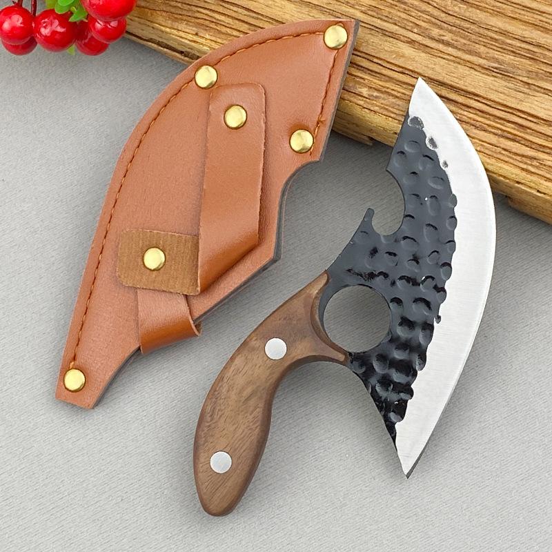 Stainless Steel Hammer Pattern Meat Knife Butcher Cleaver Knife for BBQ, Picnic, Kitchen