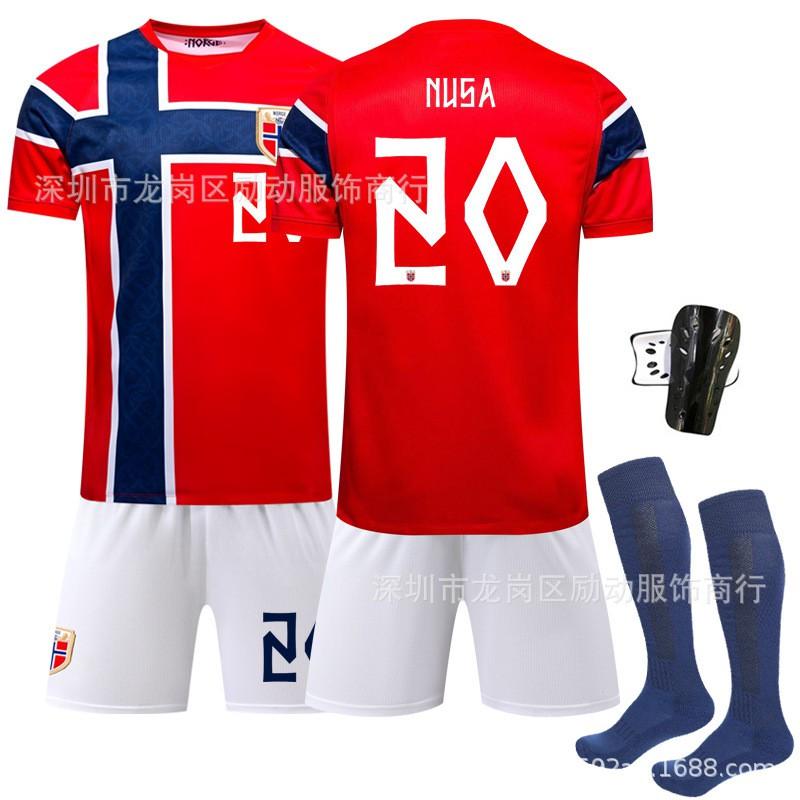 Men Women Soccer Training Jersey Norway Home Kit 2026 Harland 10 Erdal Short Sleeve Sportswear Running Football Basketball