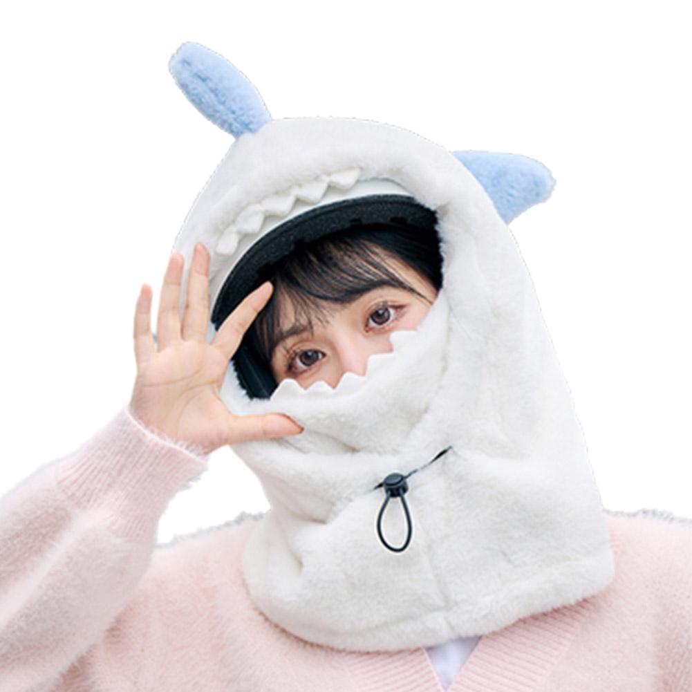 Зимний теплый чехол для горнолыжного шлема, удобный мягкий флисовый чехол для головы, милый декоративный мультяшный рисунок акулы S N9N3