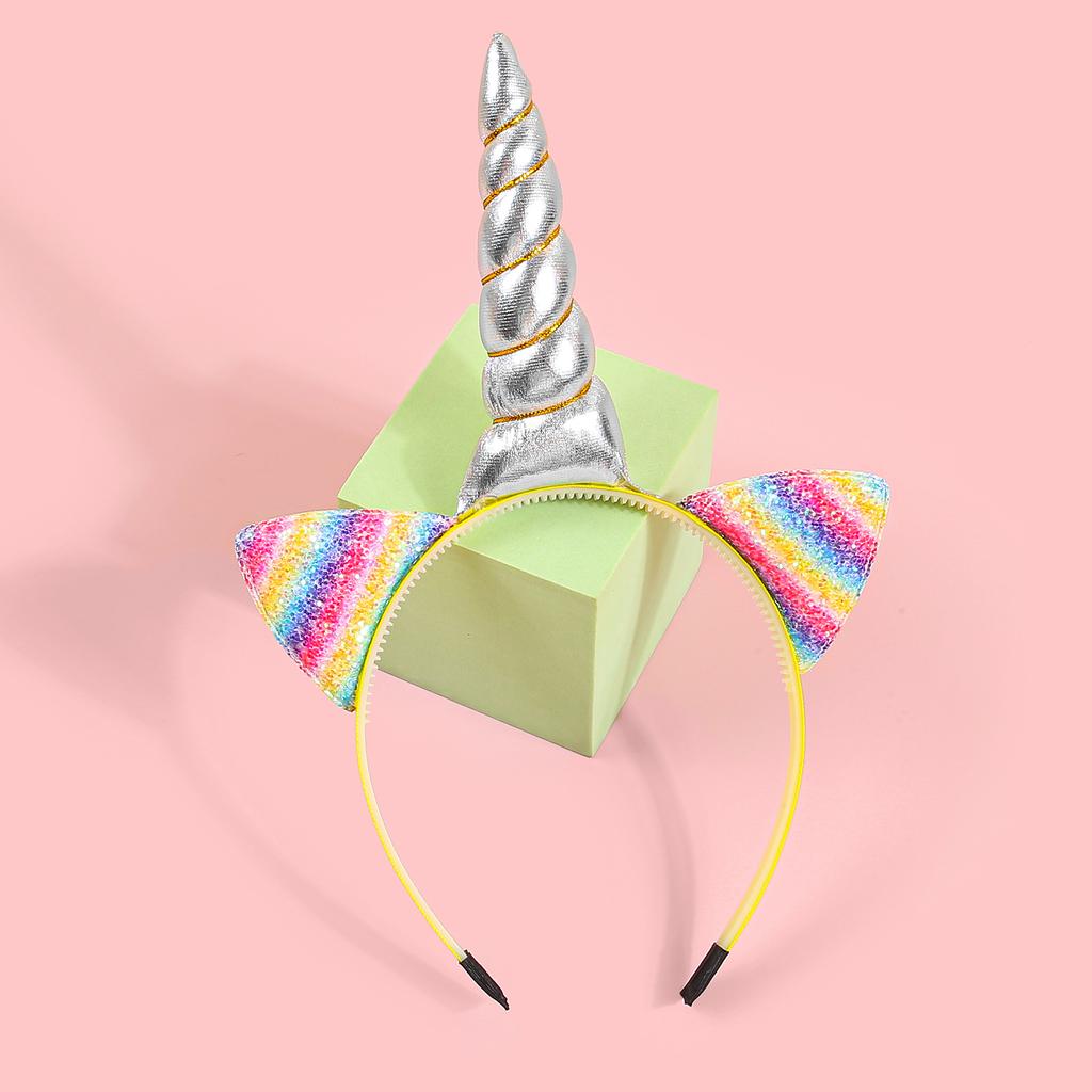 Glitter Cat Ears Headbands Birthday Party Decor Rainbow Cat Ears Hairband Unicorn Headband Kids Children Party Favor Headwear