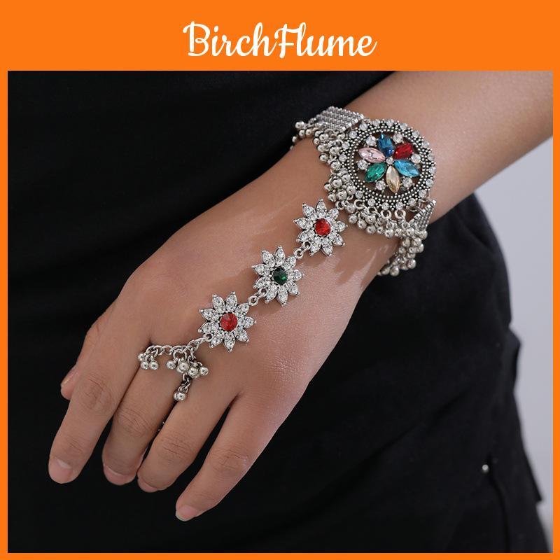 Ethnic Style Womens Metal Ring Bracelet With Embedded Crystals For Gift Travel Souvenir