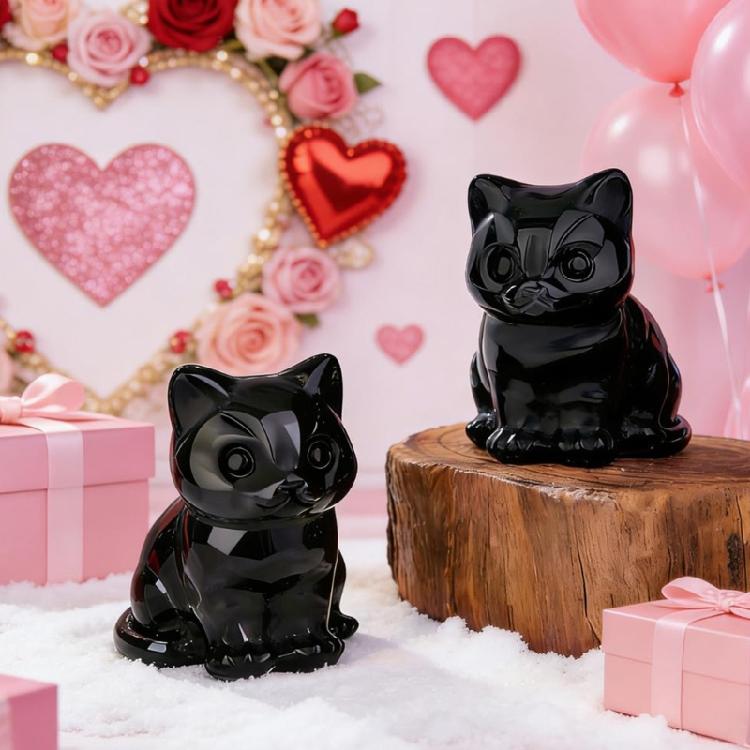 Статуэтки кошек из кристаллов Фигурки котенка Скульптура кошки Декоры для кошек Украшение для офиса Домашние украшения для стола