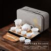 Suet jade white porcelain kung fu tea set Xishi pot tea cup travel tea set business gift box print