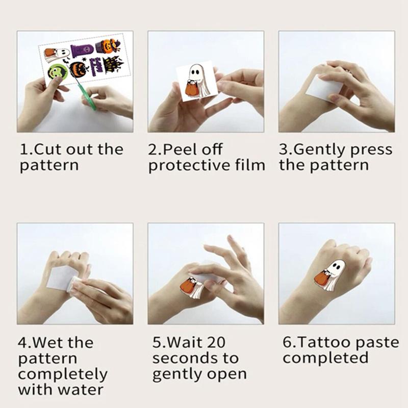 10pcs Halloween Tattoos Pumpkins Stickers Temporary Tattoos Waterproof Stickers For Face Body Tattoo Kids Halloween Party Props