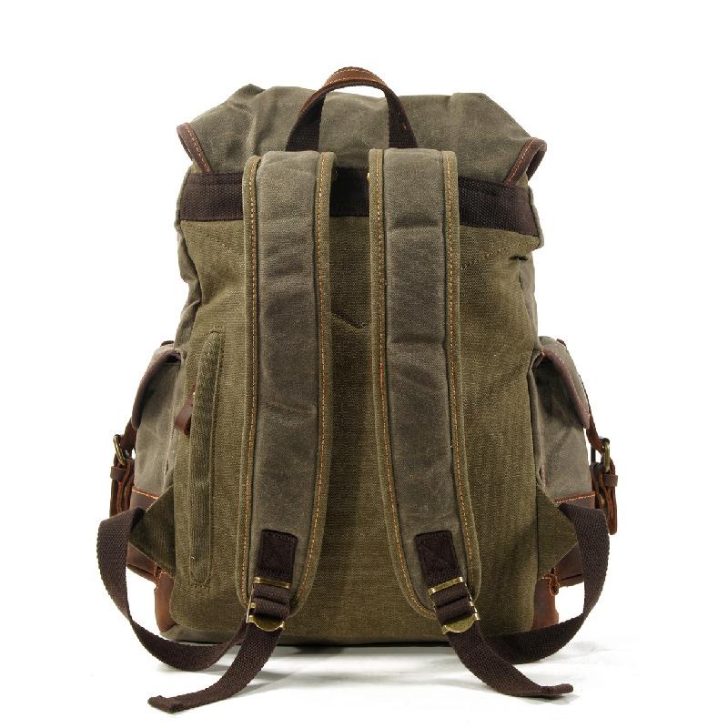 Рюкзак мужской женский винтажный вощеный холст тактическая дорожная сумка большой емкости для альпинизма кемпинга кожаный рюкзак