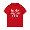 Men's 100% Cotton Crew Neck Short Sleeve T-Shirt, Sunday Running Club Letter Print Casual Comfy Tee, Breathable Daily Sport Fitness Top for Men