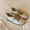 Женские однобортные туфли Mary Jane's с перекрестной шнуровкой, маленькие кожаные туфли, летние туфли на плоской подошве