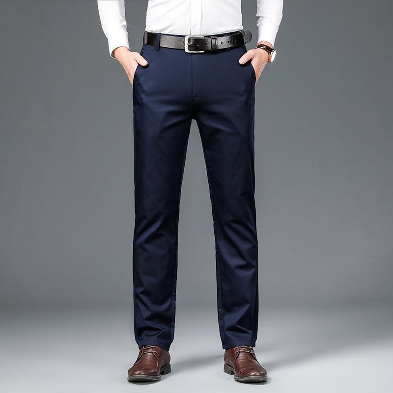 Весенние и летние тонкие мужские брюки business casual средней посадки модные свободные прямые брюки для среднего возраста