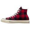 Beyond Retro X Chuck 70 High Upcycled Flannel Unisex Sneakers Red Black Pristine A05312C