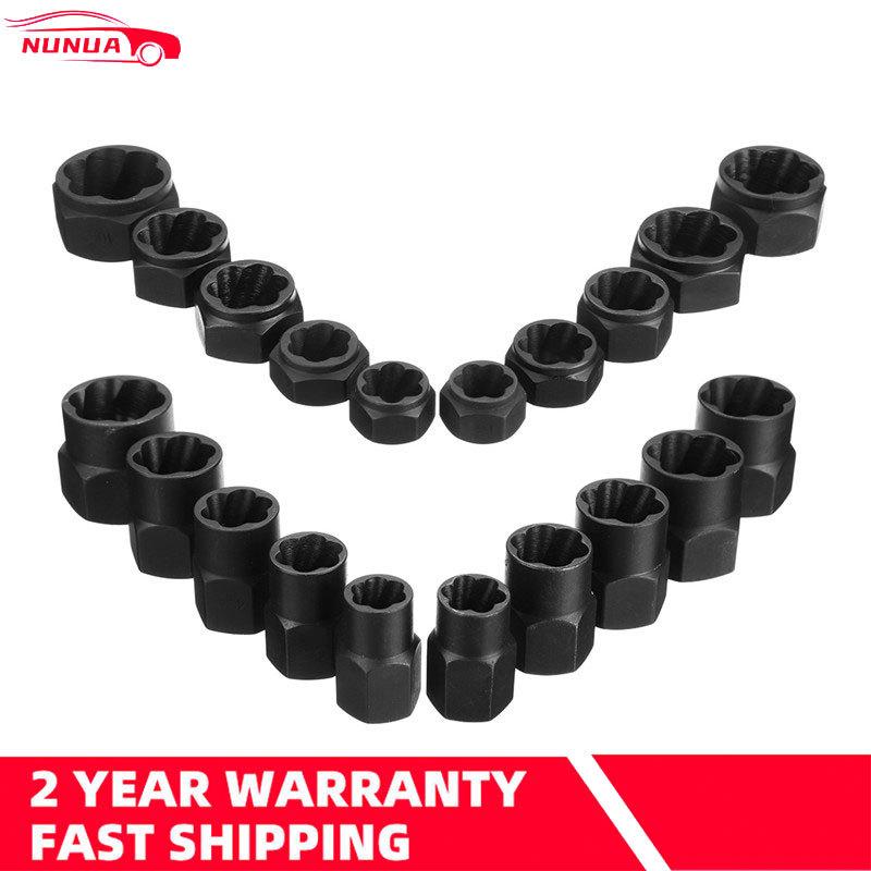 10Pcs/Set Damaged Bolts Nuts Screws Remover Extractor Removal Tools Set (9-19mm) Threading Tool Kit Black Nuts With 4 Styles