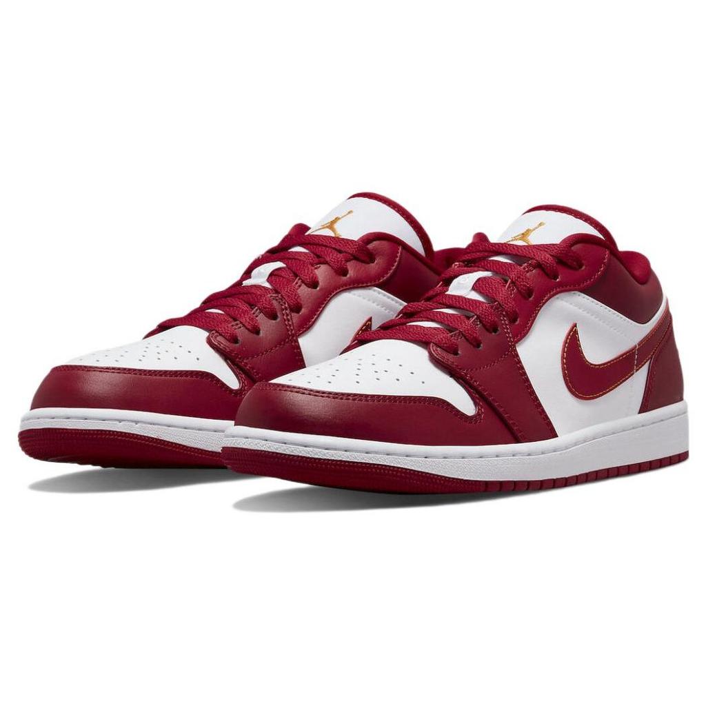 Кроссовки Air Jordan 1 Low Cardinal Красные мужские белые светло-карри 553558-607