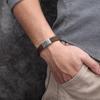 REPTILE LEATHER BRACELET   Stainless Steel Reptile Design Bracelet with Dark Brown Woven Genuine Italian Leather