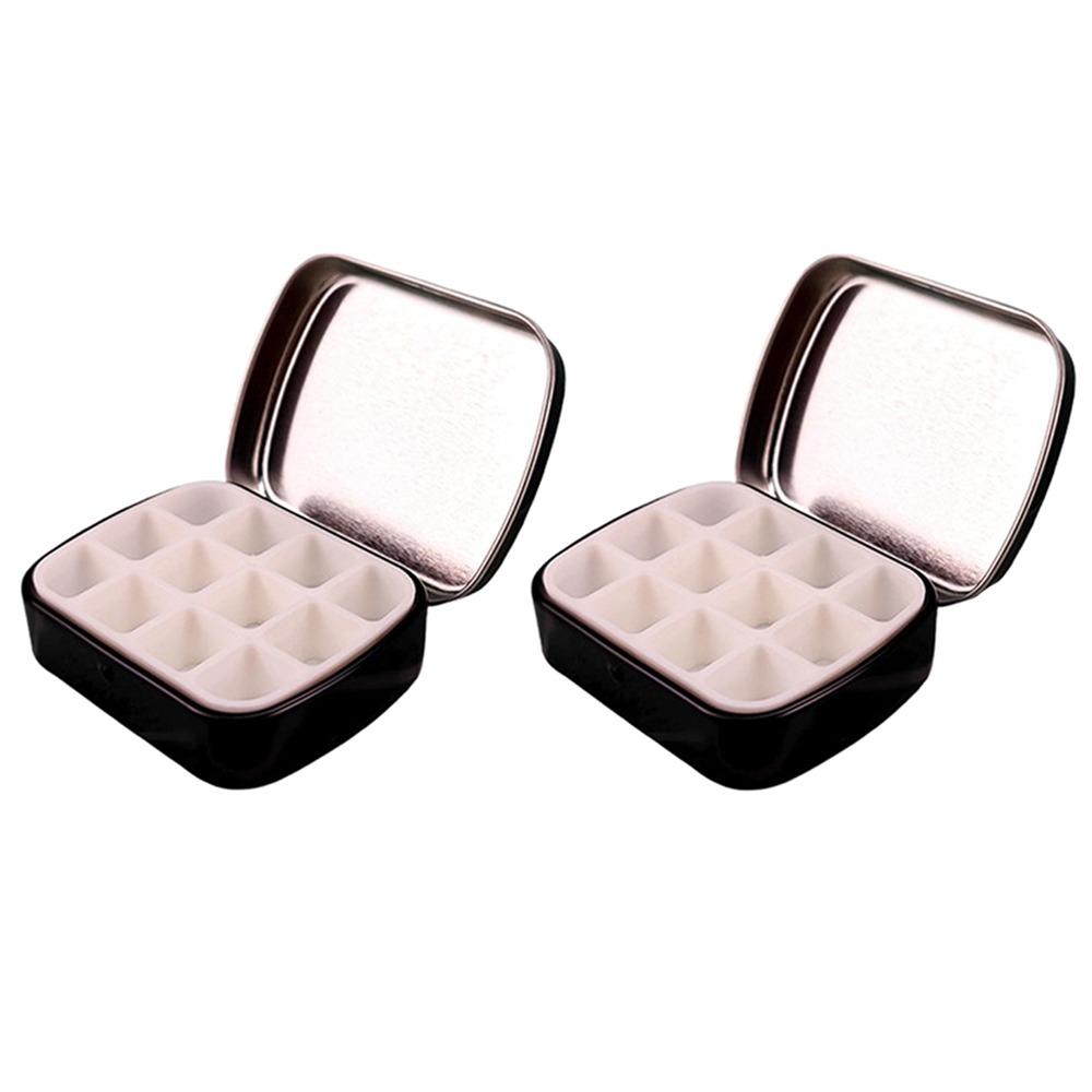 2Pcs Empty Watercolor Iron Box 12/24 Grids Travel Painting Tray Watercolor Paint Palette  Outdoor