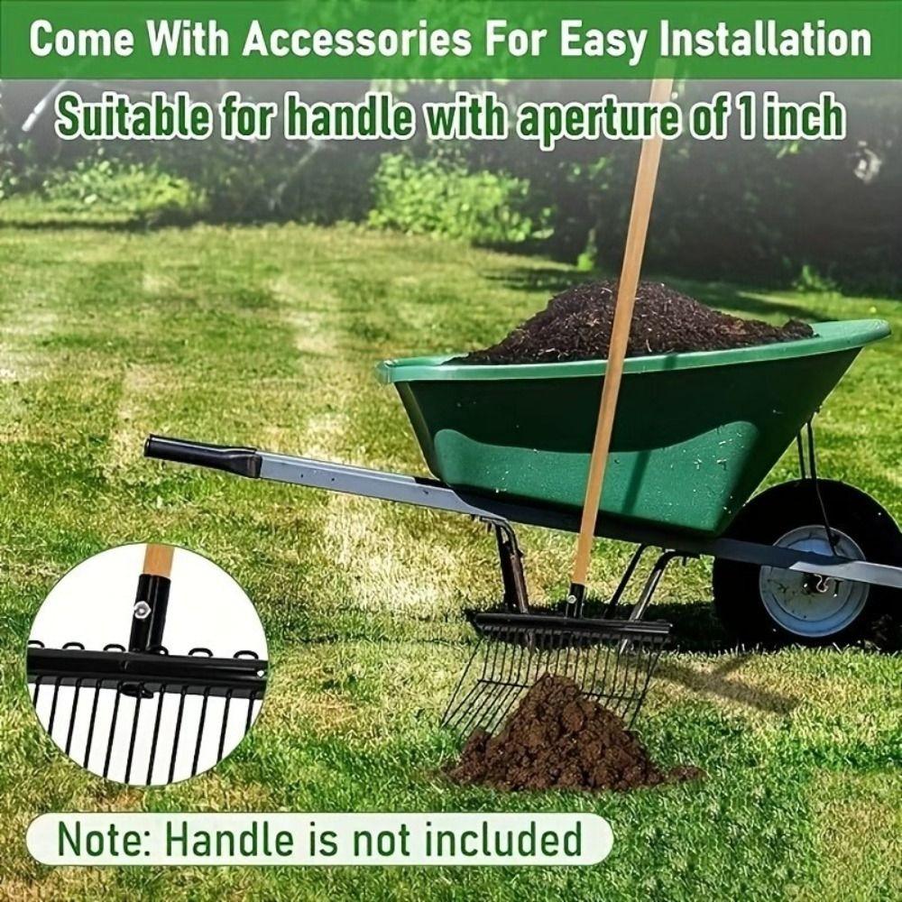 Heavy Duty Garden Leaf Rake Cleaning Stable Manure Rake Garden Rake Tool Iron Fork Rake Livestock