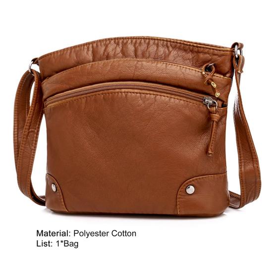 Shoulder Bag Solid Color Large Capacity Vintage Simple Multi-pockets Women Sling Bag