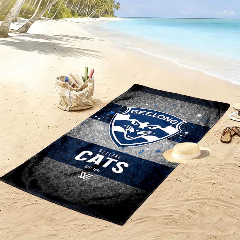 Geelong Cats Edge Print Beach Towel, Large Soft Quick Dry Towel for Beach Camping Swimming