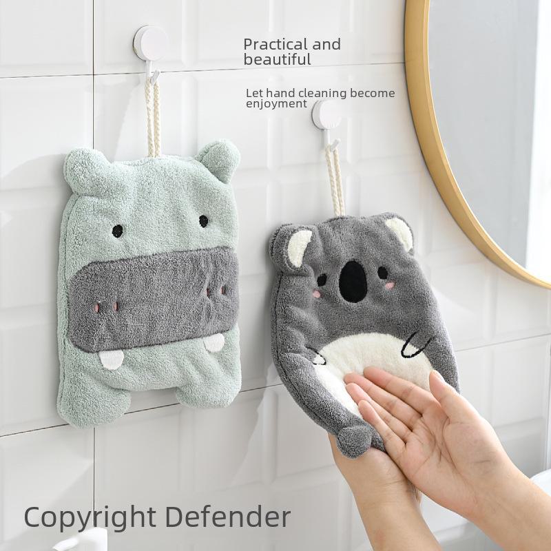 Charming Cartoon Hand Towels for Kids - Absorbent Coral Fleece Towels for Kitchen & Bathroom