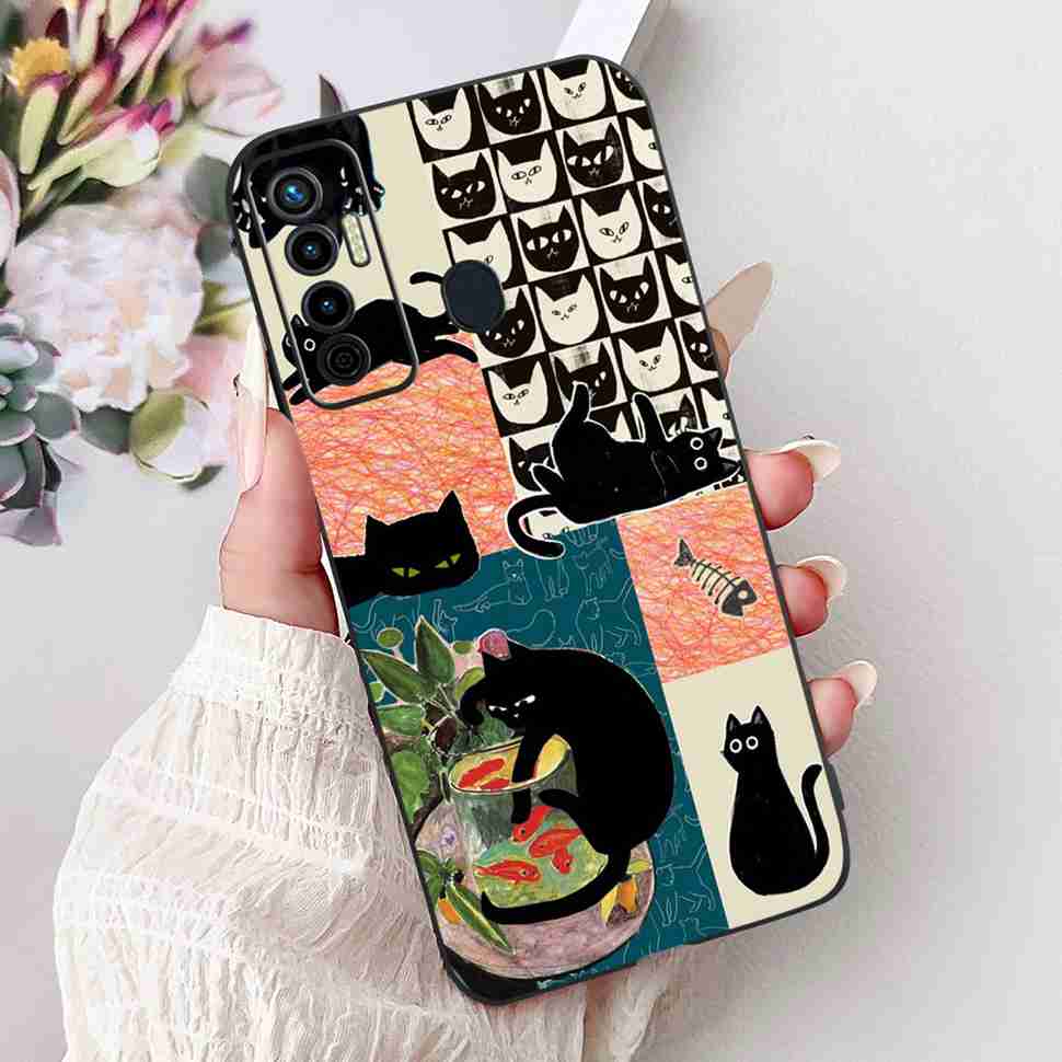 Cute Cat Cover For Tecno Camon 17 Case CG6 CG6j Silicone Soft Protection Shell For Tecno Camon 17 Camon17 Back Cover Casing 6.6"