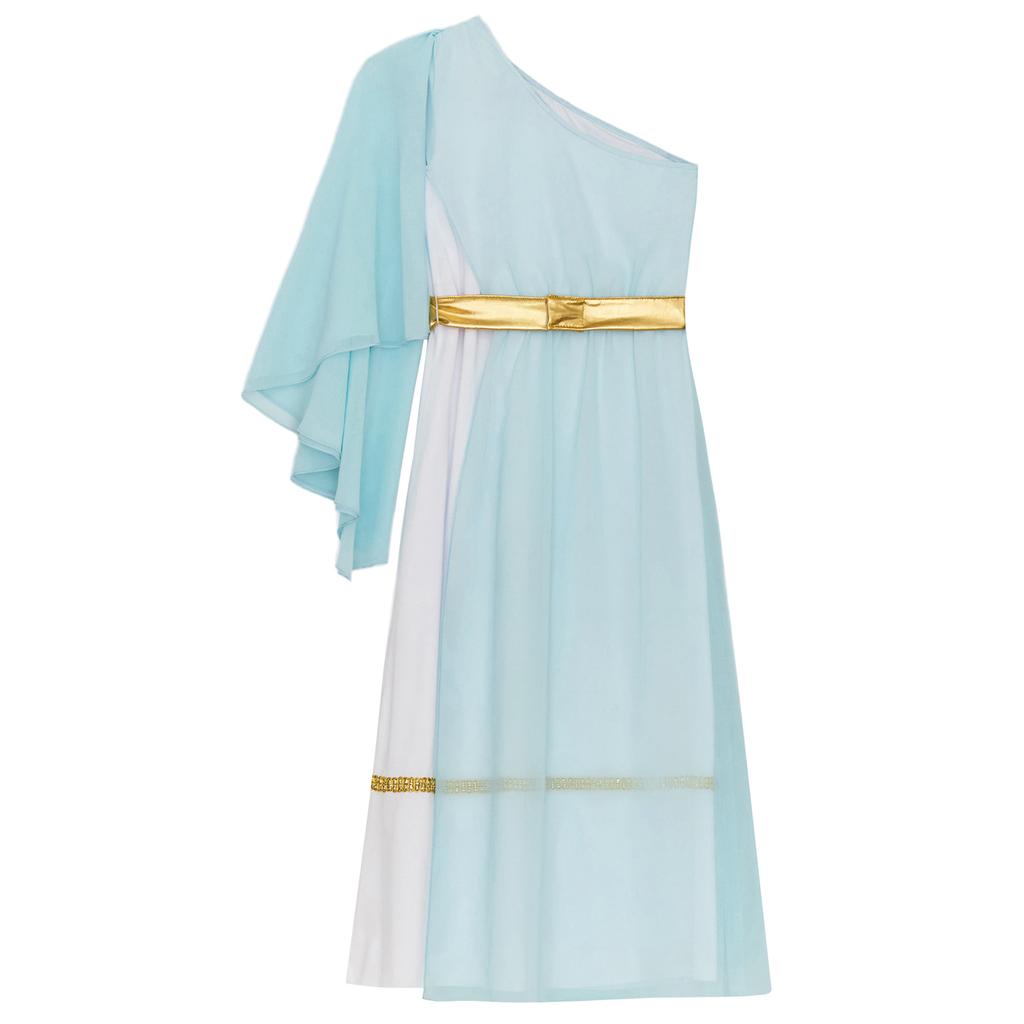 Детский костюм тоги для Хэллоуина для девочек, Древняя Греция, Египет, платье с открытым плечом, тюлевая шаль, летящее платье, платья для хора, для выступлений