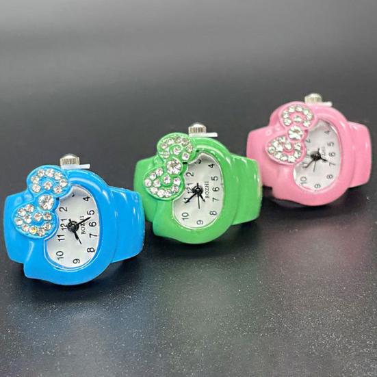 Yousheng мультфильм кошка кольцо на палец часы со стразами и бантом эластичный ремешок из нержавеющей стали женские часы кольцо на палец подарок на день рождения модные аксессуары