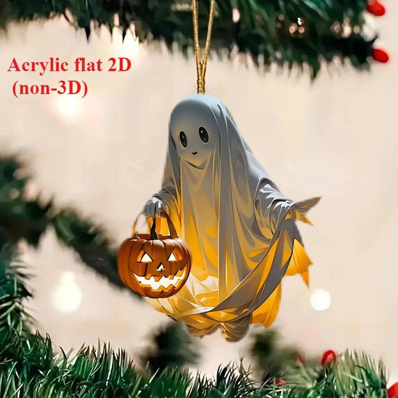 Новый акриловый плоский 2D Хэллоуин тыква эльф милый призрак привидение зеркало заднего вида автомобиля кулон рюкзак дверная ручка кулон