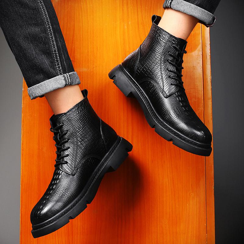 High Quality Men's Boots Winter Plus Velvet Leather Shoes Fashion Cotton Shoes Fashion Ankle Boots Business Casual Outdoor Shoes