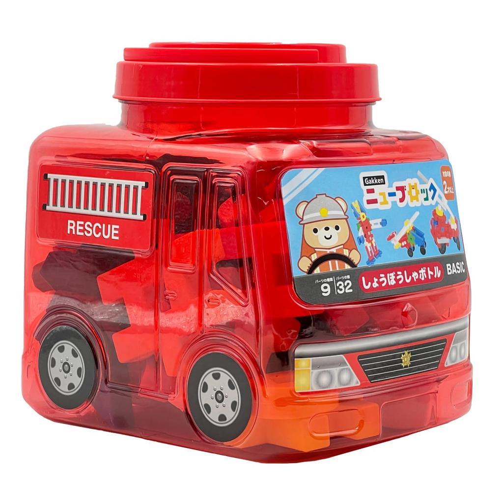 Gakken New Block Fire Engine Bottle (Ages 2 and up) 83754, 9 Types, 32 Parts