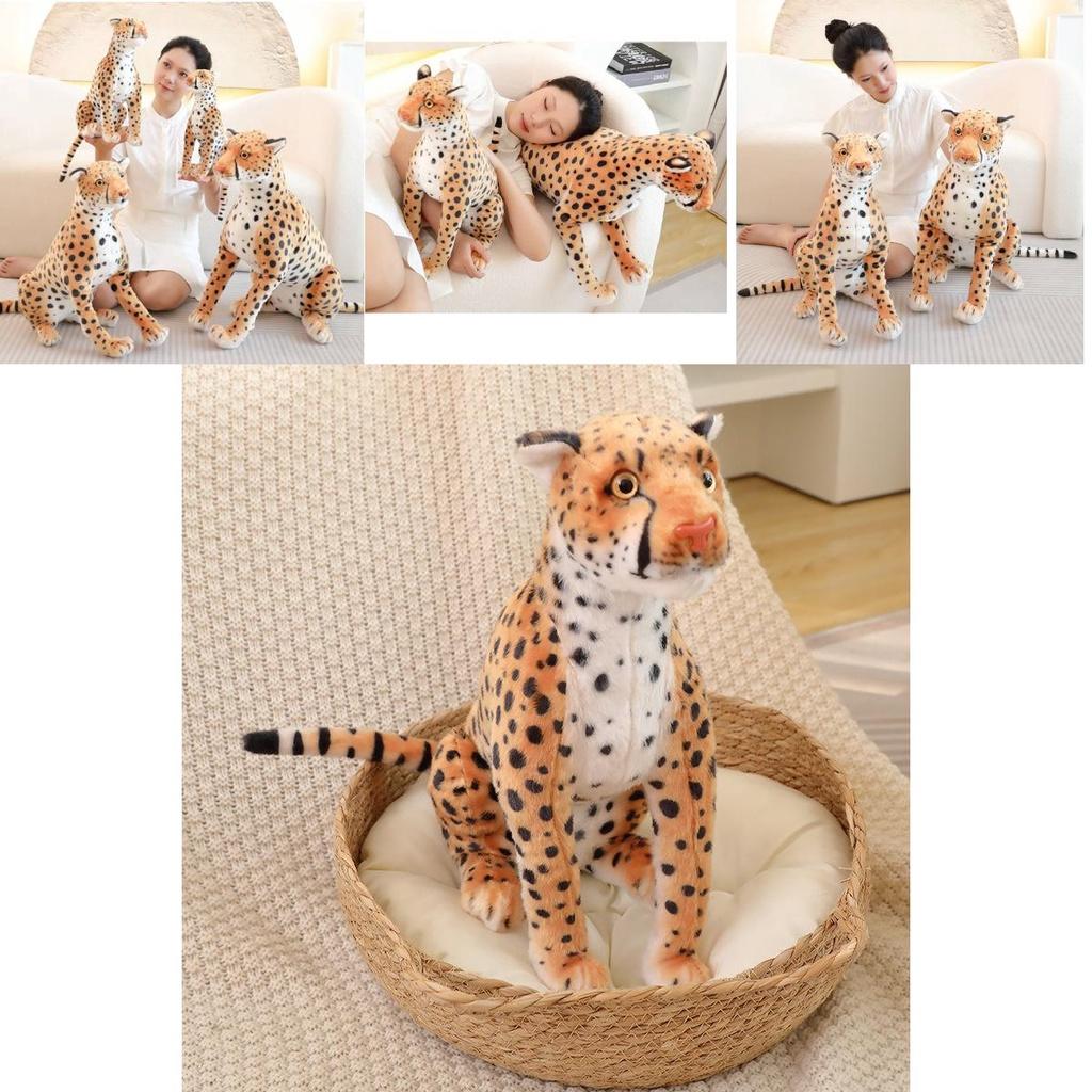 Реалистичная плюшевая игрушка Леопард Мягкая набивная кукла Гепард для детей и коллекционеров