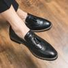 Men Dress Casual Shoes Leather Tassel Slip On Shoes Man Business Oxford Shoes For Men Dance Party Loafers Wedding Formal Oxfords