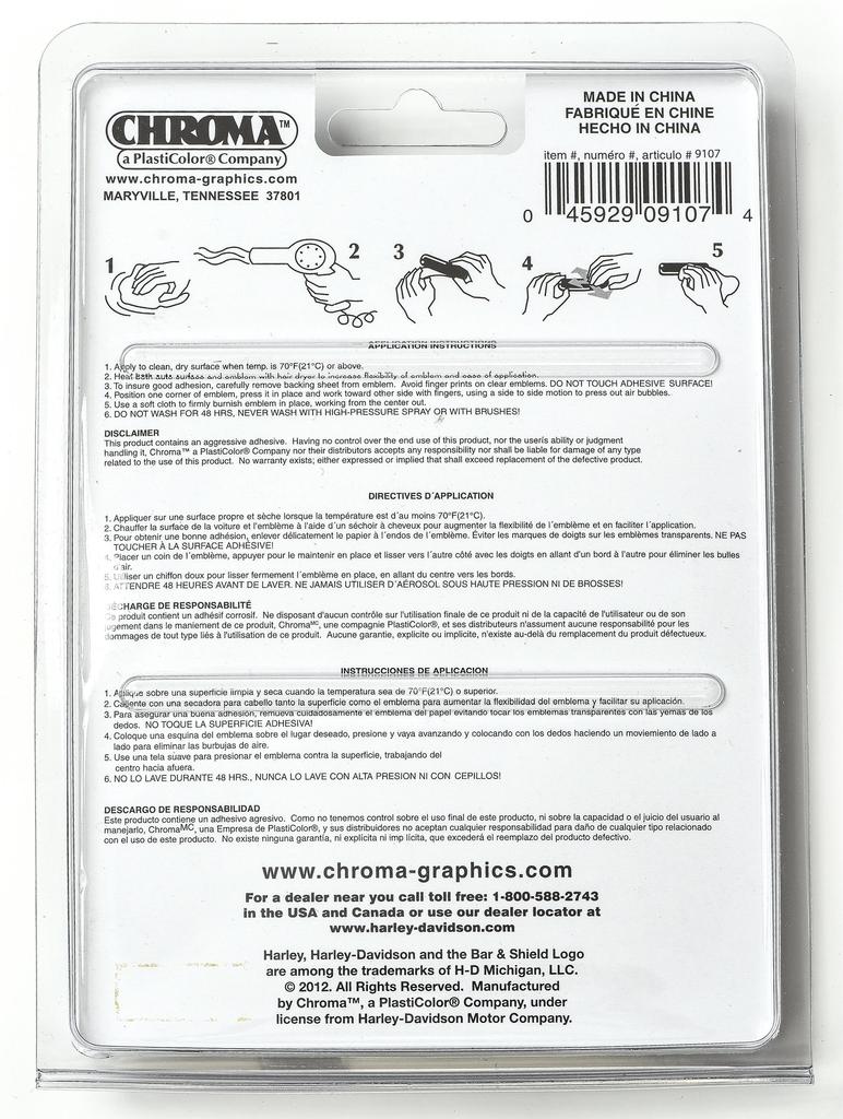 CHROMA 9107 Наклейка с эмблемой Harley Davidson, отлитой под давлением