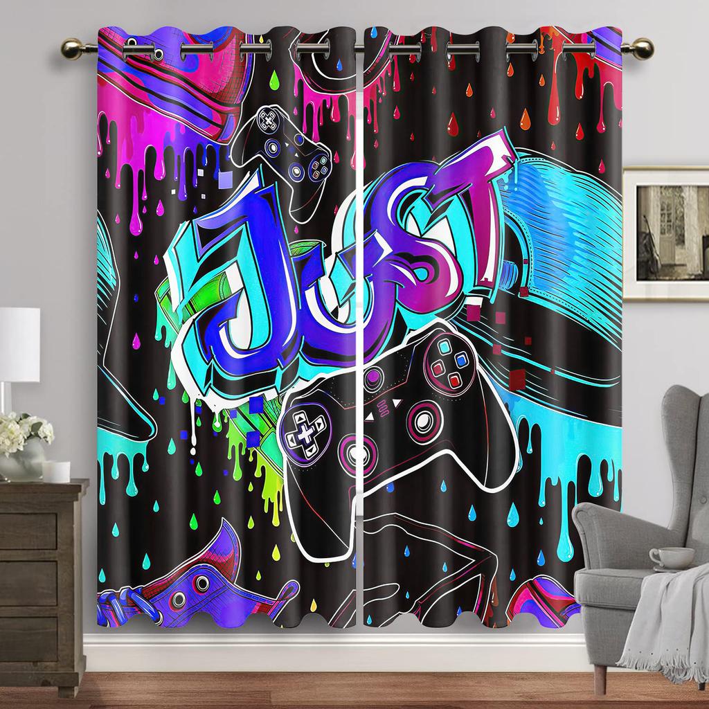Шторы для мальчиков, игровая комната, спальня, декор, оконные шторы, игровые видеоигры, шторы на окна, 2 шт., бесплатная доставка