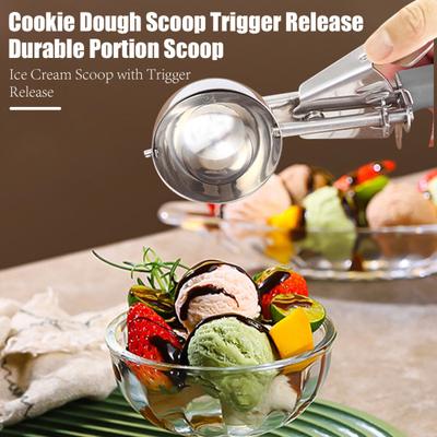 Ложка для мороженого из нержавеющей стали с триггером, лопатка для половины чашки для теста для печенья, кекса, лопатка для теста, инструменты для домашней кухни, ресторана, вечеринки