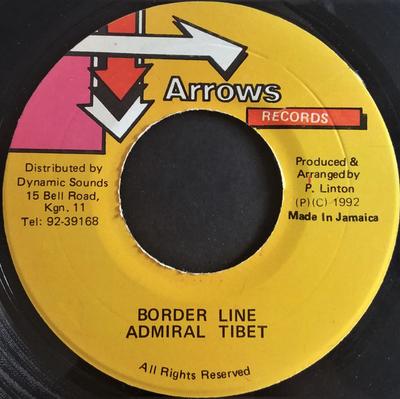 7-дюймовая пластинка ADMIRAL TIBET - Border Line NONE Arrows Records 1992 Ямайка Регги, Ска и Даб Б/у