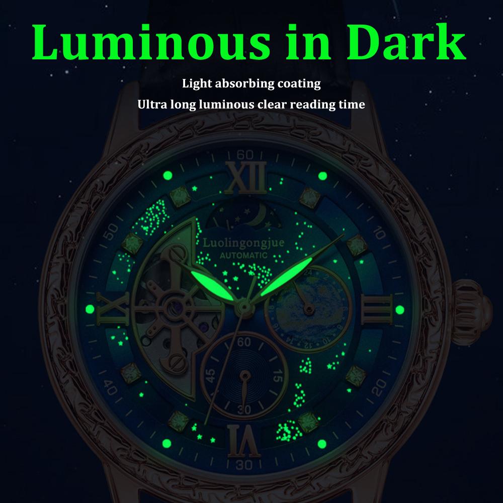 Роскошные мужские деловые автоматические механические часы, с дизайном скелетона, ретро-стильным резным циферблатом, в подарок наручные часы