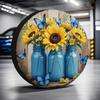 Sunflower Butterfly Print Spare Tire Cover Universal Polyester Tire Protector for Vehicle Decoration