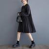 Long Sleeve Plus Size Black Cotton Vintage New In Dresses for Women Casual Loose Spring Autumn Midi Dress