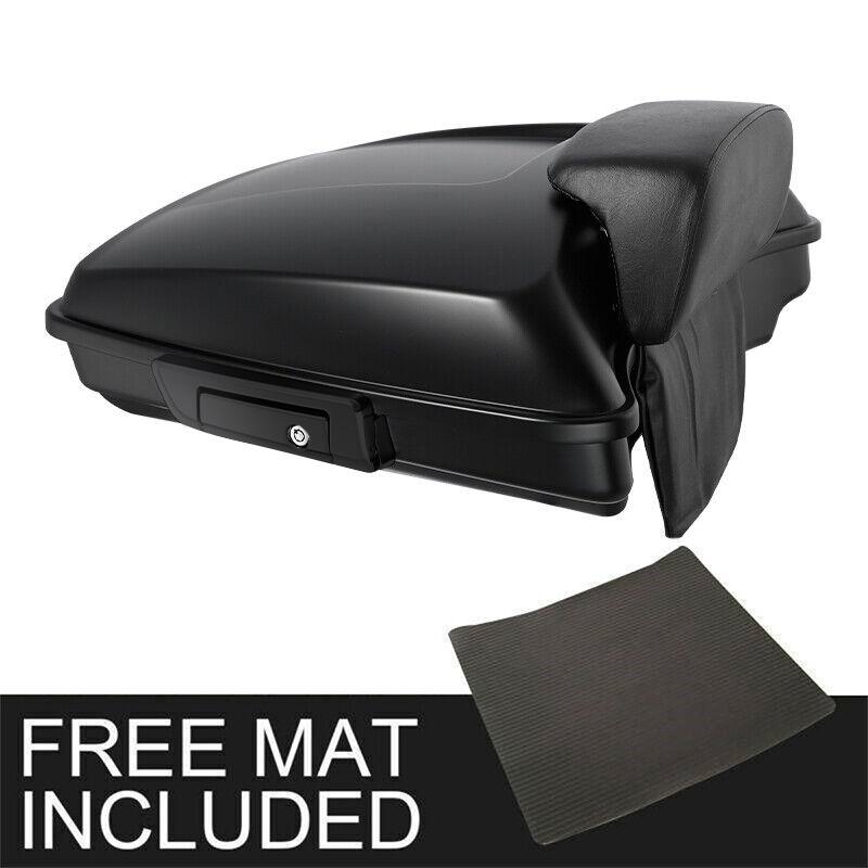Мотоциклетный багажник-кофр Razor с спинкой для Harley Touring Road King FLHR 2014-2025 Серый цвет Gunship Задний багажник