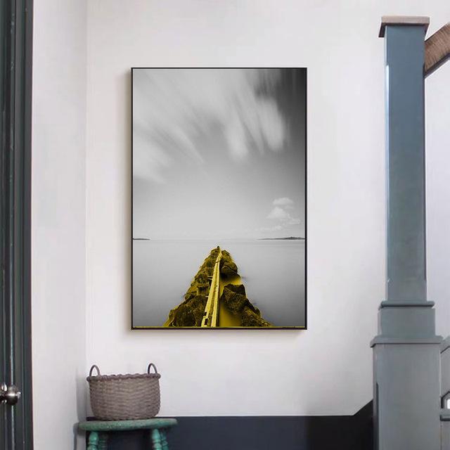 Золотой Ретро природный пейзаж холст плакат скандинавская лодка дерево озеро настенное искусство современное украшение дома картина для внутренних картин