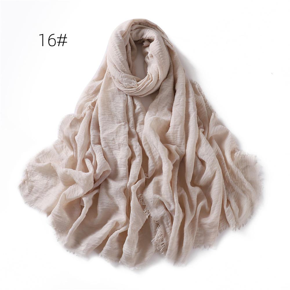 High-Quality Cotton Linen Gauze Scarf: Breathable, Encrypted Sunscreen, Four-Circle Fringe Shawl, Women's Malay Head Scarf