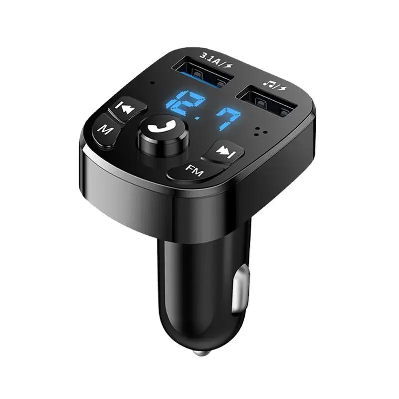 Car Bluetooth 5.0 FM Transmitter, Dual USB Fast Charger MP3 Player Wireless FM Receiver Car Kit Support USB Flash Drive