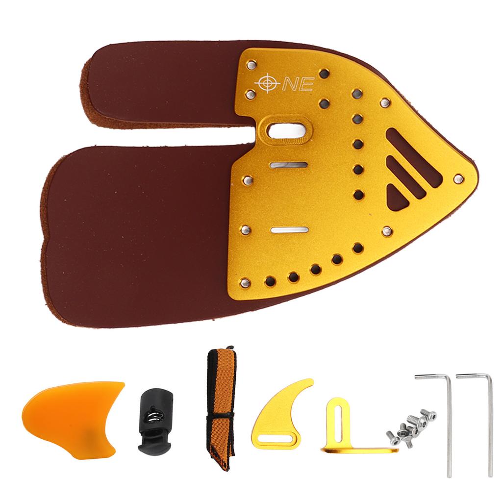 Archery Finger Tab Archery Finger Guard Fingers Protector for Outdoor Shooting Recurve Bow Integrated Design Gold Brown