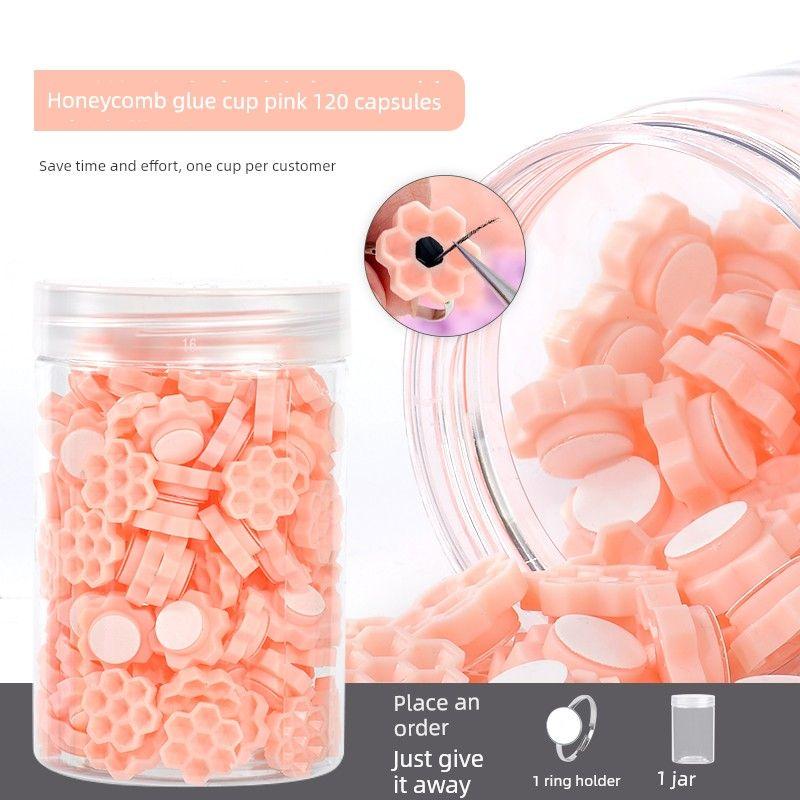 Magic Eyelash Glue Cup Self-Adhesive Plum Blossom Cup with Built-In Adhesive for Eyelash Extension Honeycomb Glue Cup Special Tool