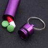 Portable Sealed Jar Keychain Screw Lid Aluminum Alloy Waterproof Flat Bottom Hanging Mini Tablet Pill Storage Bottle Container Holder Key Ring