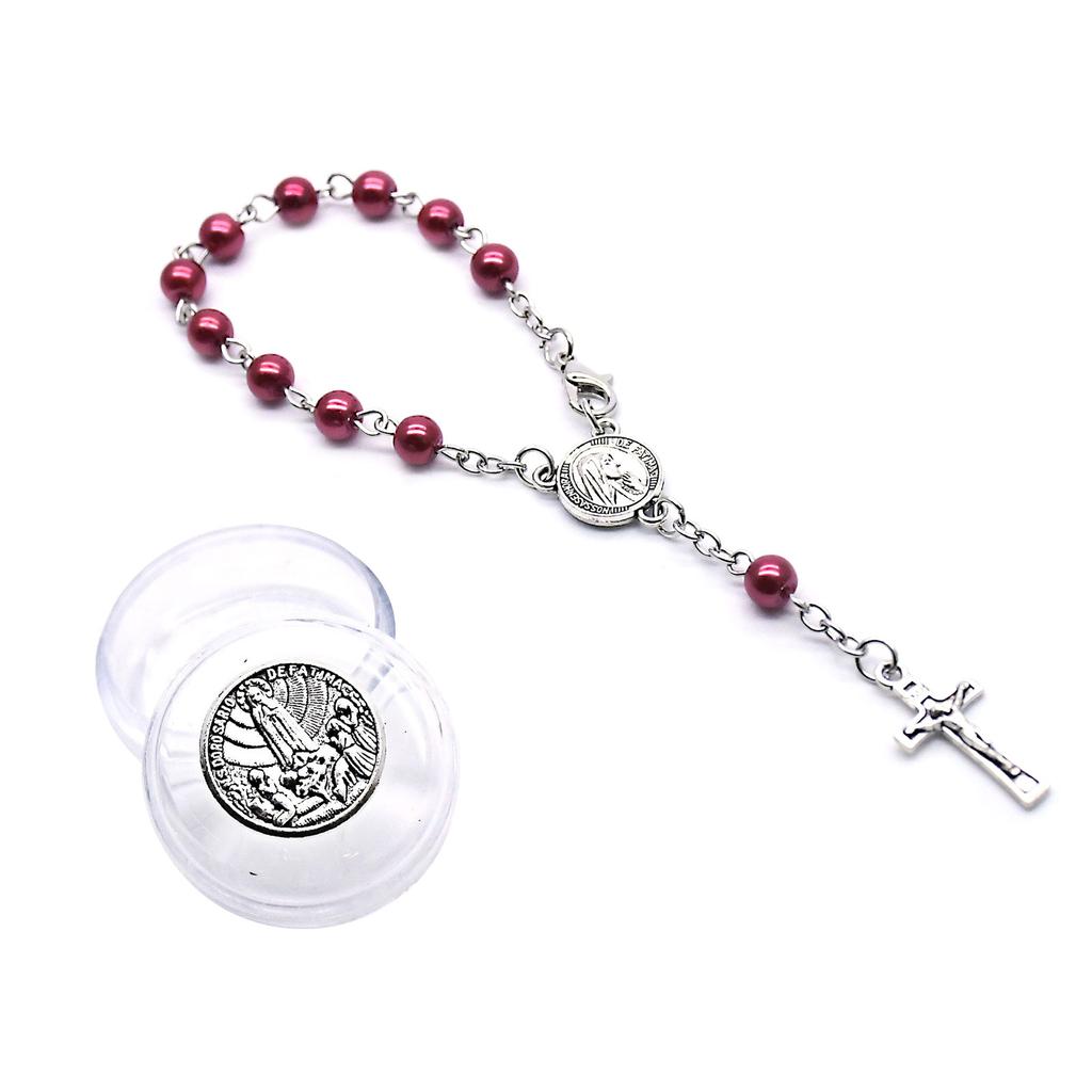 Католический крест браслет-розарий религиозная цепочка на палец крещение розарии жемчужные браслеты для крещения сувенир крестины