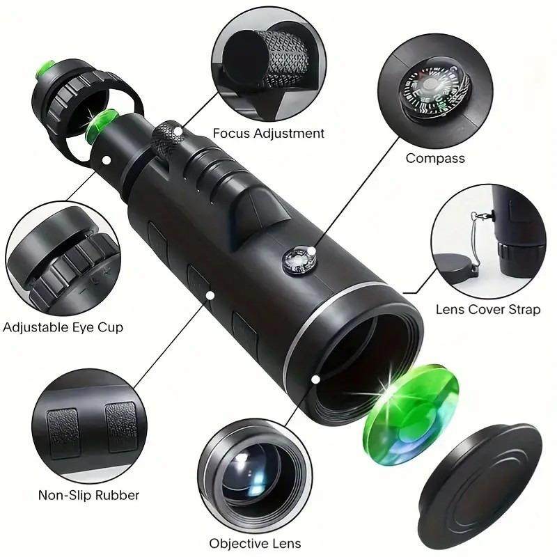 40X60 Professional Telescope Monocular Night Powerful Mini Pocket Zoom With Smartphone Hunting Camping