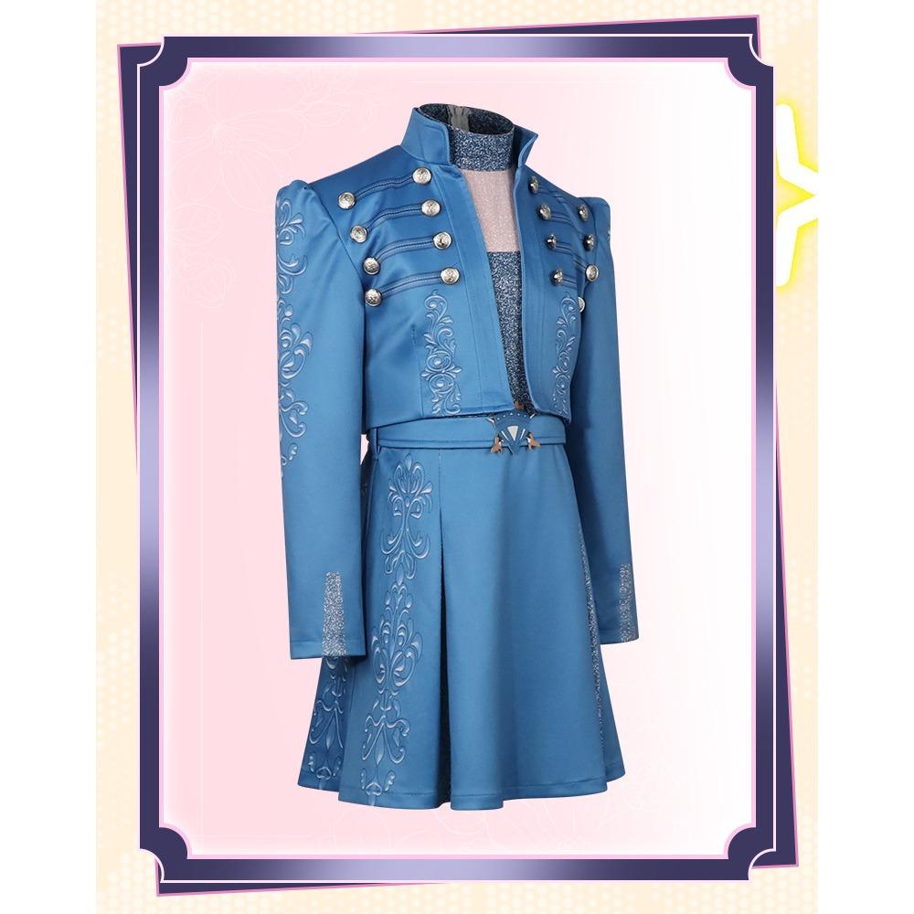 Descendants 5 Evil Wonderland Blue Chloe Cosplay Set, Kids Expo Stage Performance Outfit