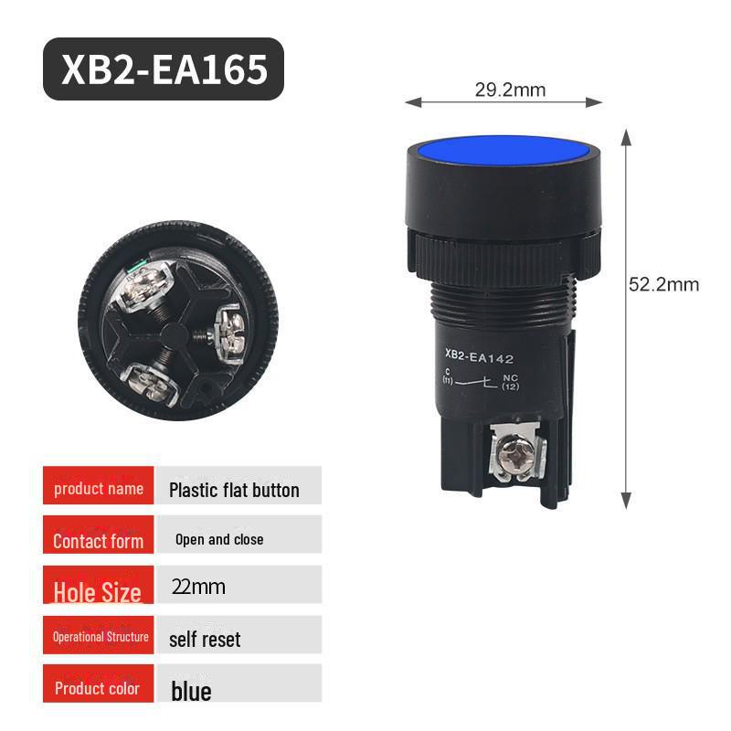 Круглый кнопочный переключатель с самовозвратом XB2-EA142/131, 22 мм, плоская головка, два контакта